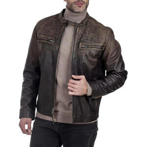 NEW, Frye Men's Cafe Racer Leather Jacket in Brown Size XL #SJ2024